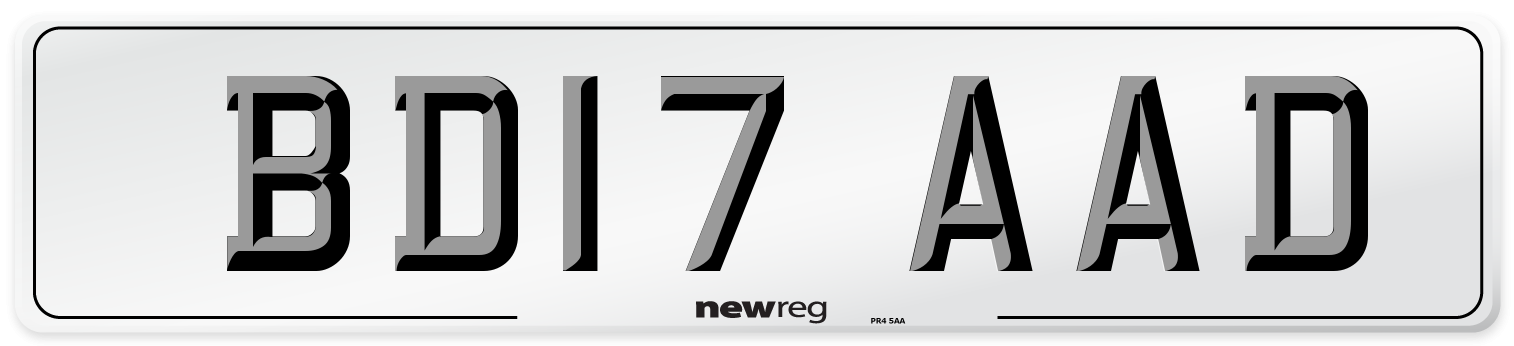 BD17 AAD Number Plate from New Reg